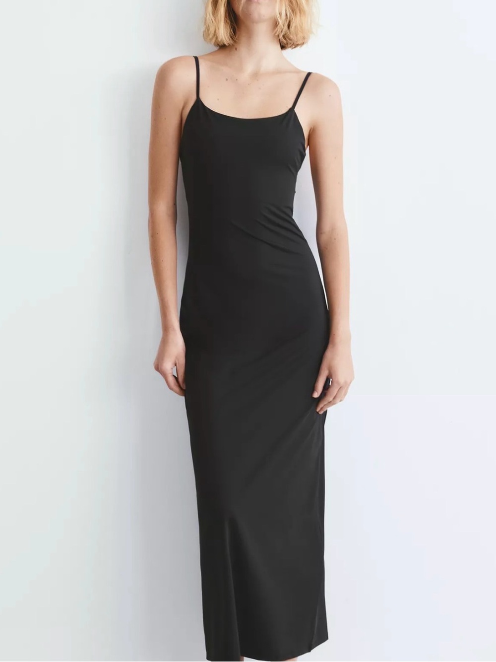 Pull&Bear Black Spaghetti-Strap Maxi Dress